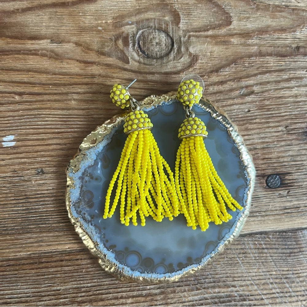 J. Crew Beaded Tassel Earrings in Citrine Yellow